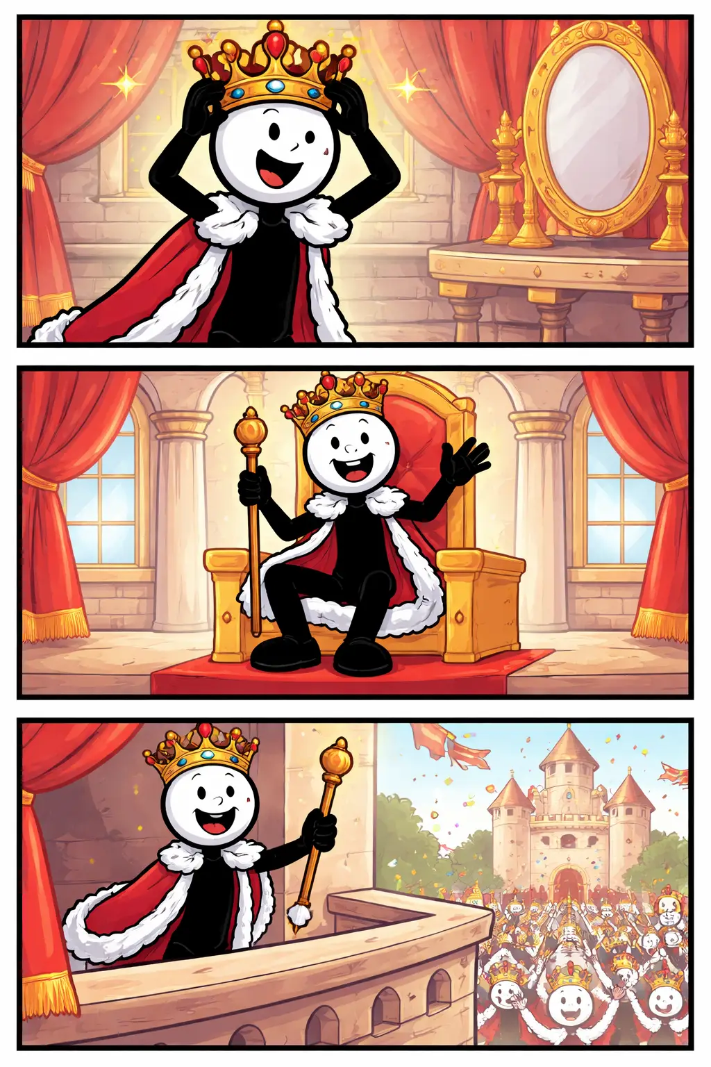 Een stickman die als koning verschijnt toont duidelijk het woord koning.