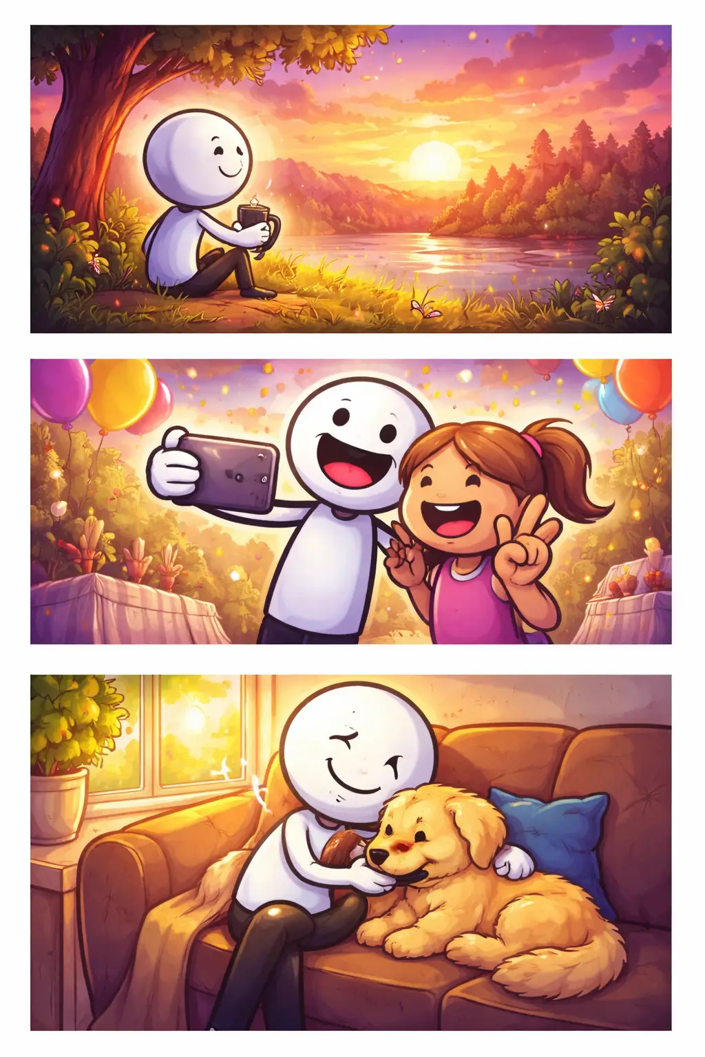 Stripafbeelding van een stickman in Toonwords-stijl die stilstaat bij een moment, een kort en betekenisvol ogenblik in de tijd.