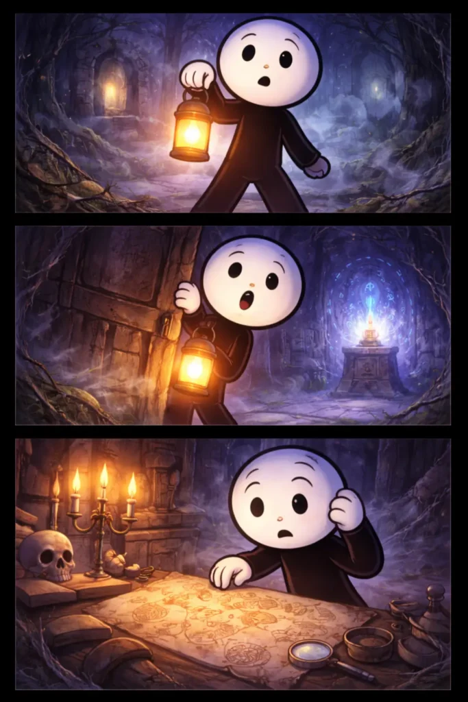 Toonwords-afbeelding van het woord ‘Mysterieus’ met een duistere en intrigerende sfeer.