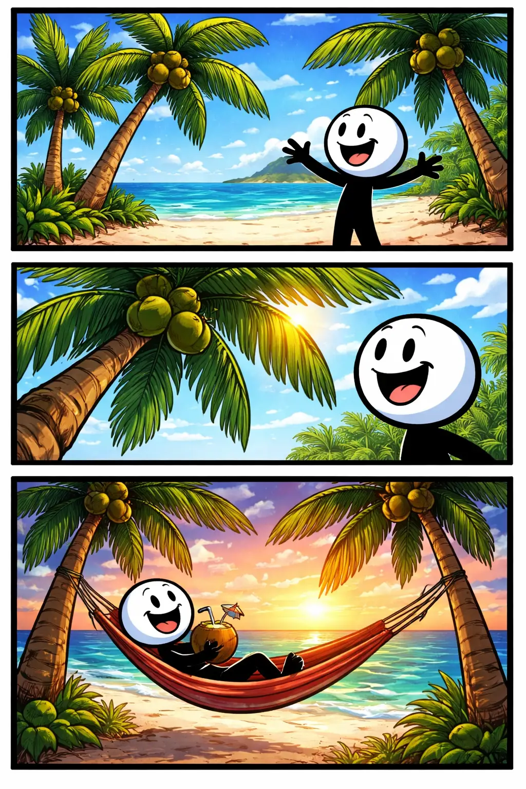 stickman ziet een grote palmboom op een zonnige plek – palmboom