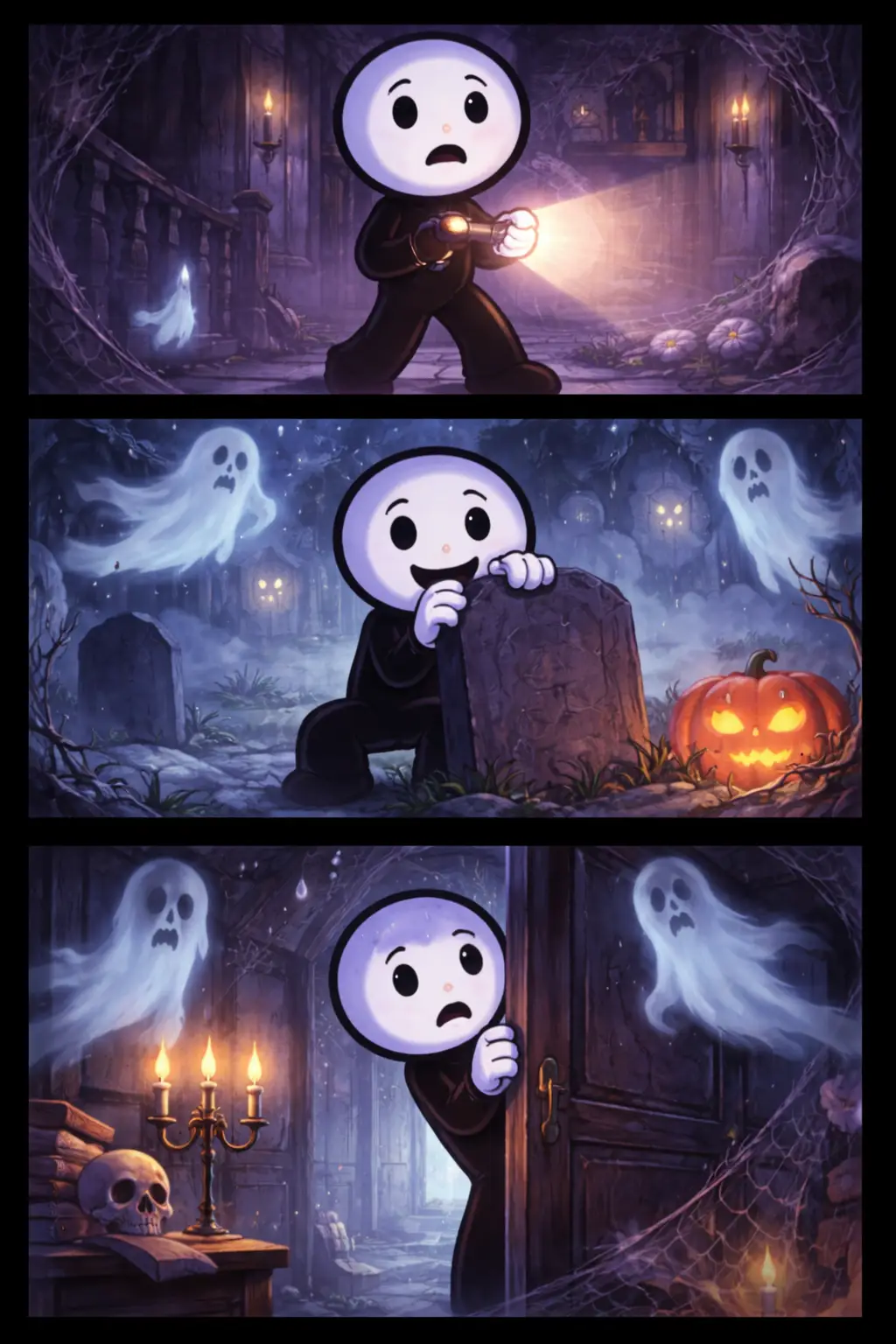 “Toonwords-afbeelding van het woord ‘Spookachtig’ met een mysterieuze en spannende sfeer.”