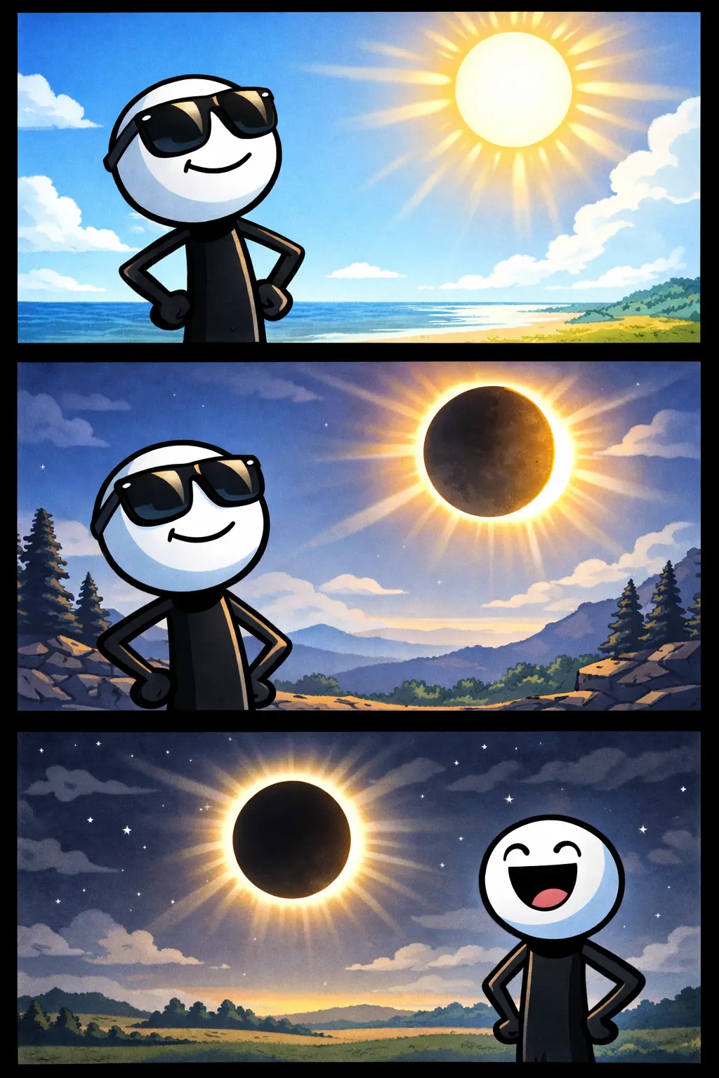 Een indrukwekkende zonsverduistering waarbij de zwarte maan een lichtgevende corona van de zon achterlaat tegen een donkere lucht.