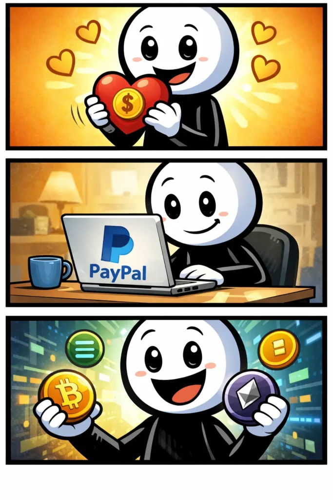 Support Toonwords via Paypal of Crypto
