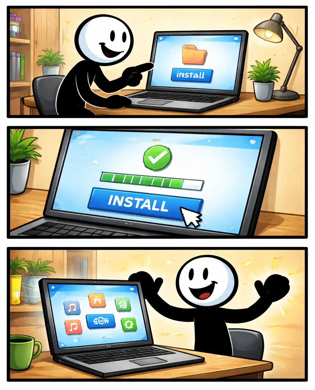 Stick installeert software op zijn laptop waarna nieuwe digitale functies zichtbaar worden.