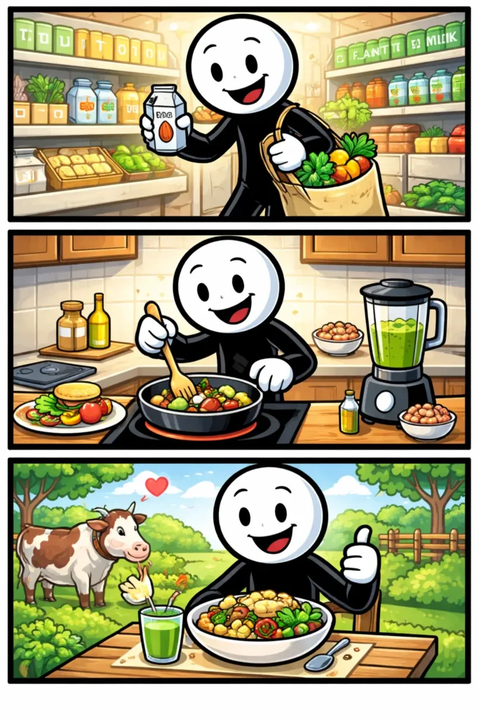 Een veganistisch tafereel in Toonwords-stijl met het Nederlandse woord veganistisch.