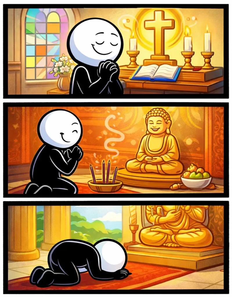 Stickman toont vereren door met bewondering en respect naar een ander te kijken en een eerbiedige houding aan te nemen